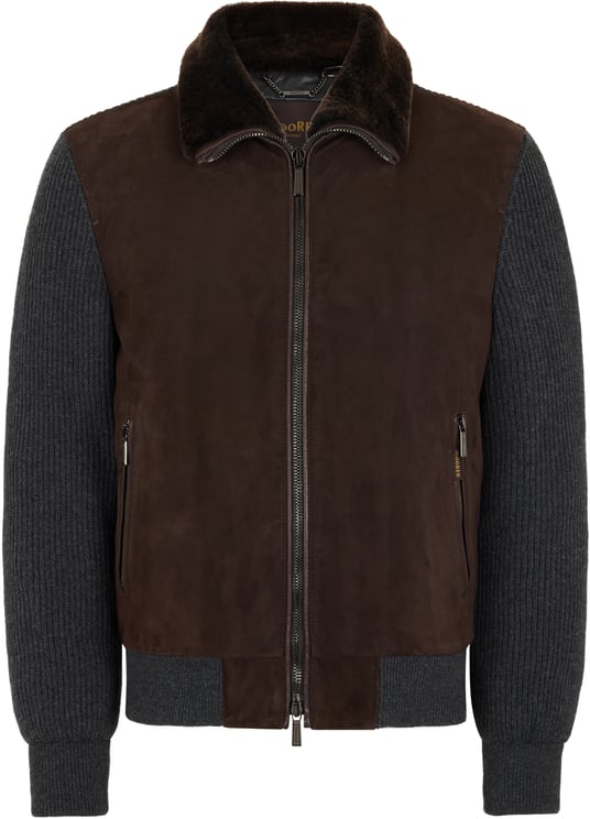 Moorer Elegant brown jacket with gray sleeves