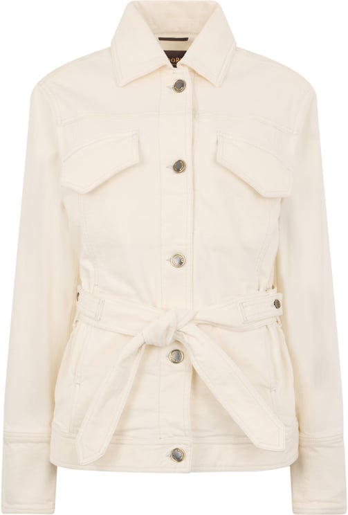 Moorer White denim jacket with a modern and versatile design.