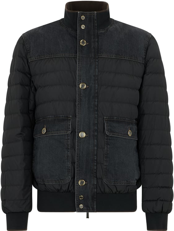 Moorer Black padded jacket with high collar