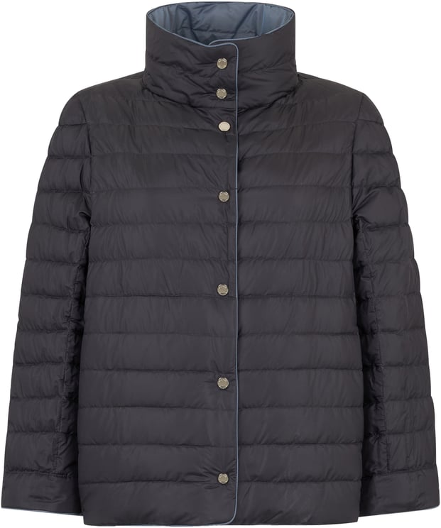 Moorer Black padded jacket with high collar.