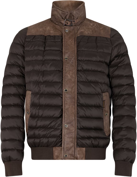 Moorer Brown puffer with leather accents