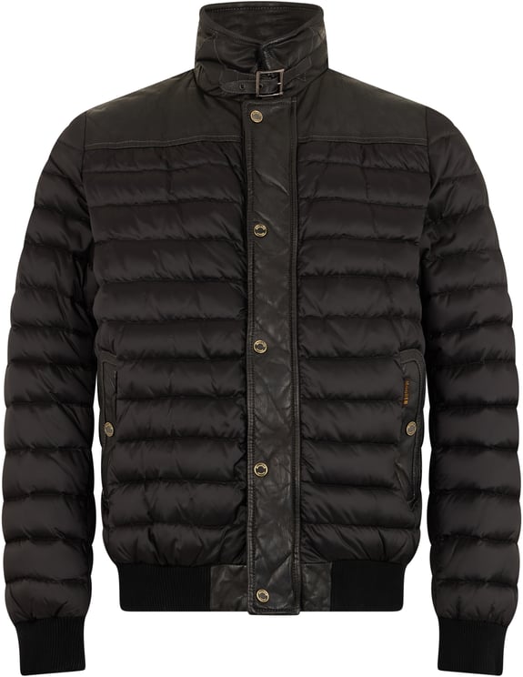 Moorer Black padded jacket with leather inserts