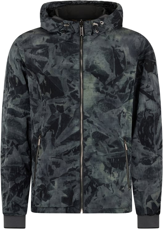 Moorer Lightweight waterproof jacket with gray camouflage hood