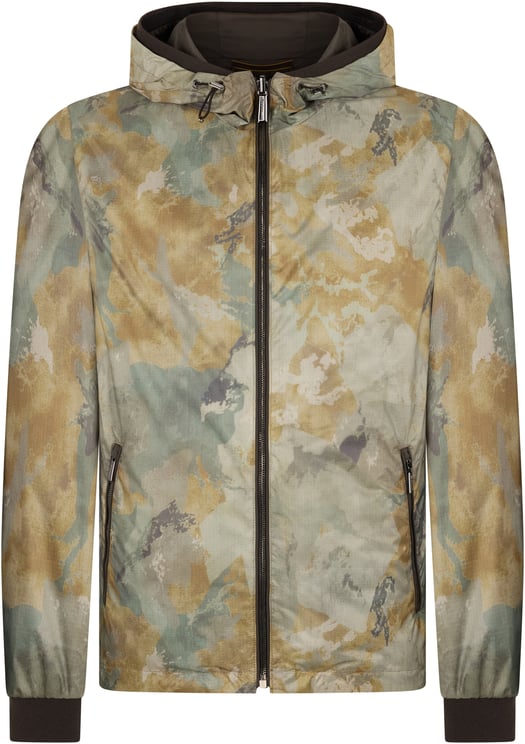 Moorer Lightweight waterproof camo jacket with hood