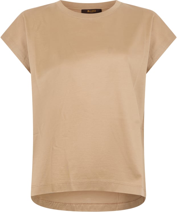 Moorer Beige T-shirt with short sleeves and a casual and versatile design.