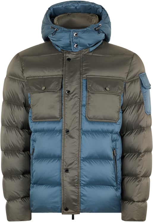 Moorer Green and blue padded jacket with hood