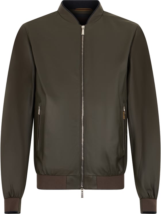 Moorer Modern leather bomber jacket in brown color