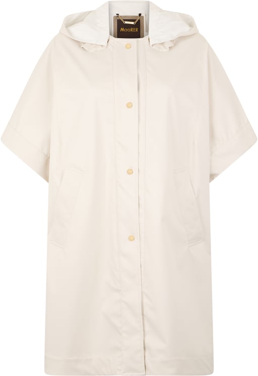 Moorer Sand-colored cape with short sleeves, versatile design