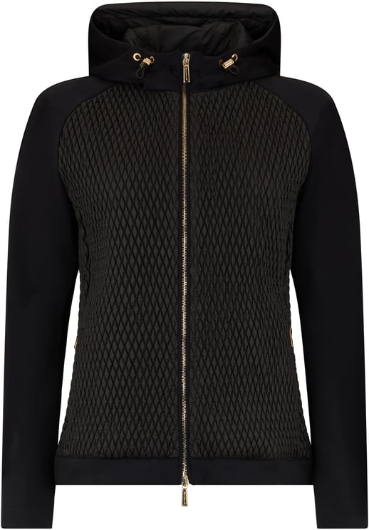 Moorer Black jacket with hood, comfortable and stylish.