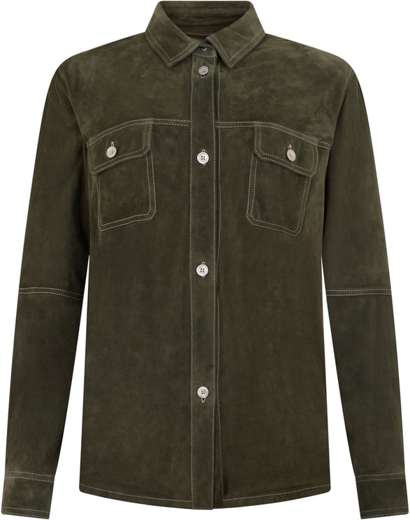 Moorer Versatile and comfortable green khaki leather jacket