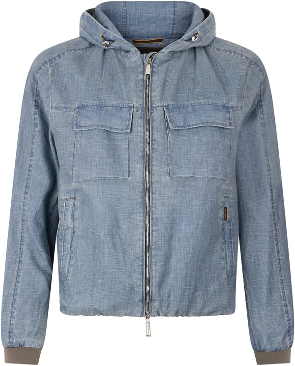 Moorer Denim jacket with casual and modern hood