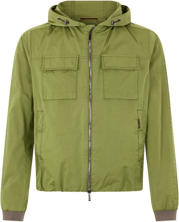 Moorer Green Jacket with Hood and Zip