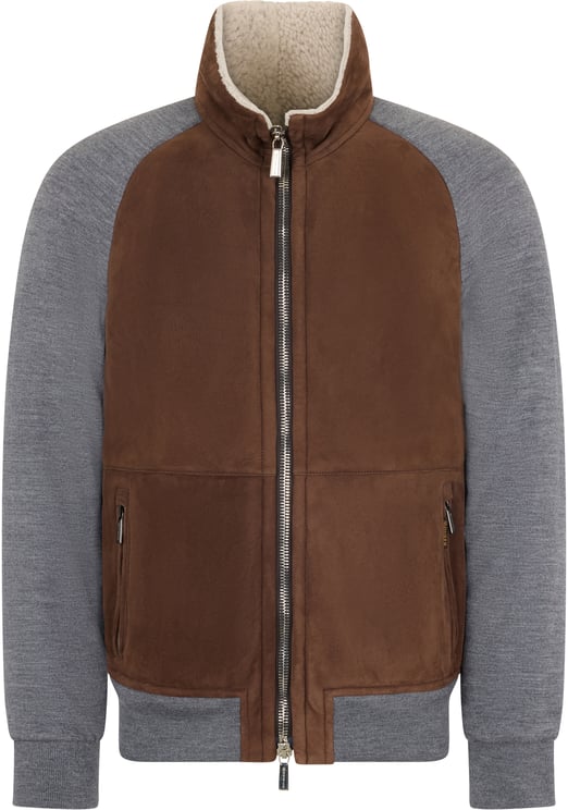 Moorer Suede jacket with front zipper