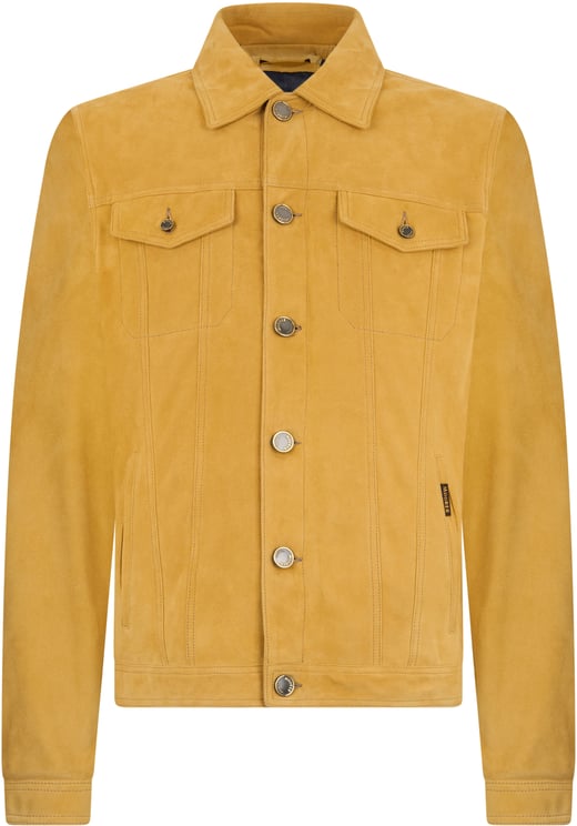 Moorer Mustard yellow suede jacket, classic versatile.