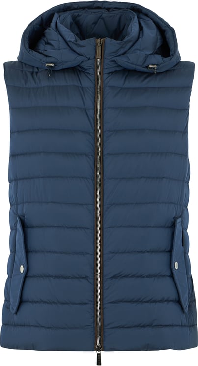 Moorer Blue vest with zipper and elegant hood