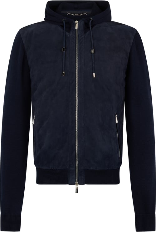 Moorer Dark blue hoodie versatile