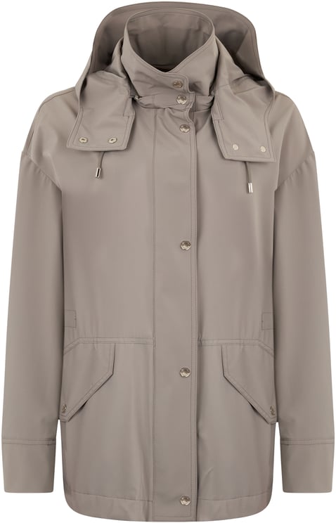 Moorer Light jacket in mud color with hood and pockets.