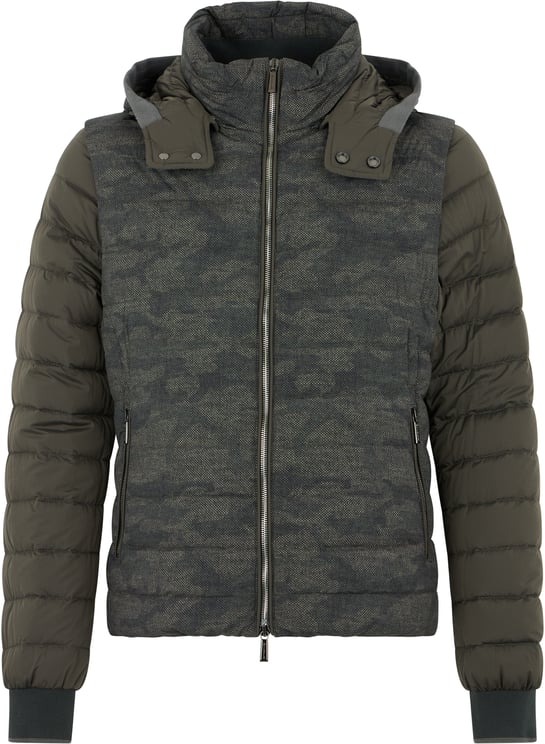 Moorer Green padded jacket with zip and hood