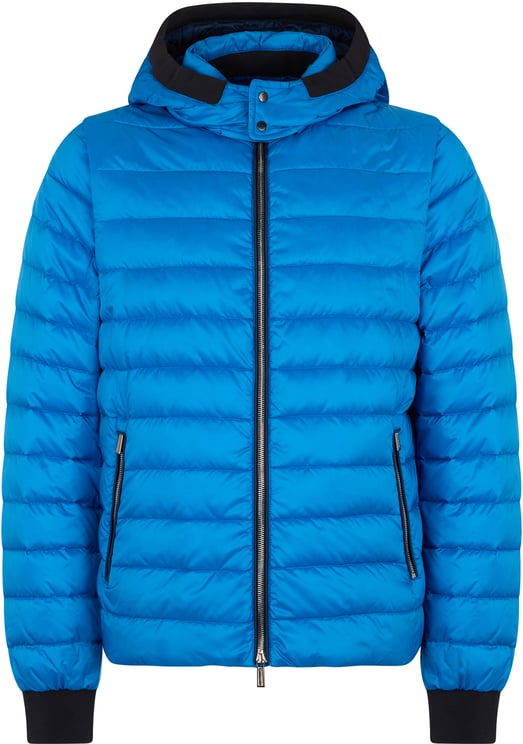 Moorer Blue padded jacket with hood and zip