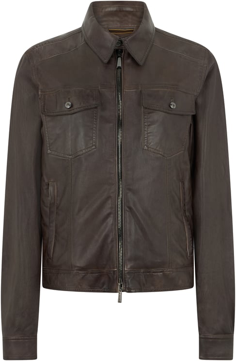 Moorer Classic versatile dark brown leather jacket