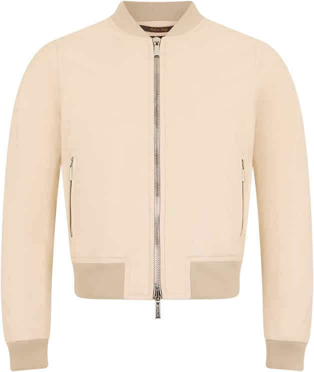 Moorer Beige leather bomber with casual and refined design