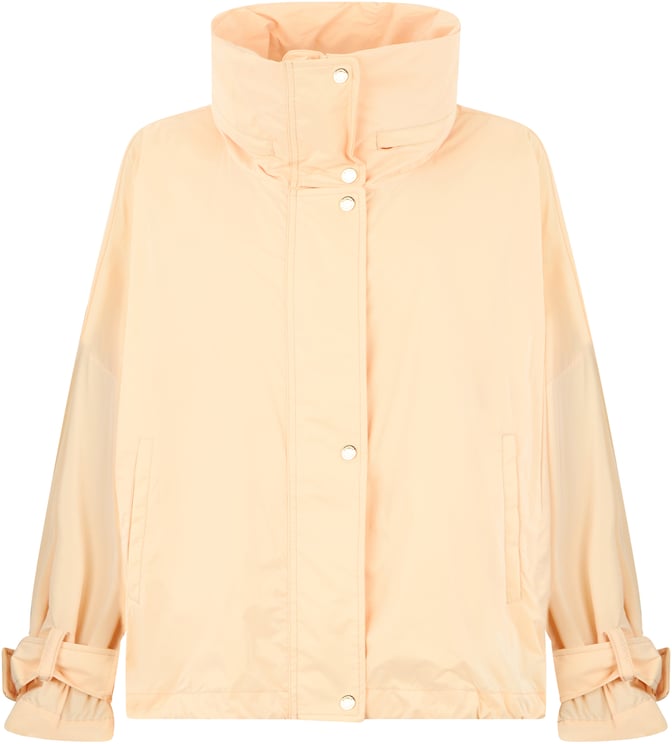 Moorer Oversized salmon down jacket with zip and high collar