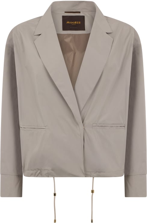 Moorer Light gray cropped jacket with pockets.