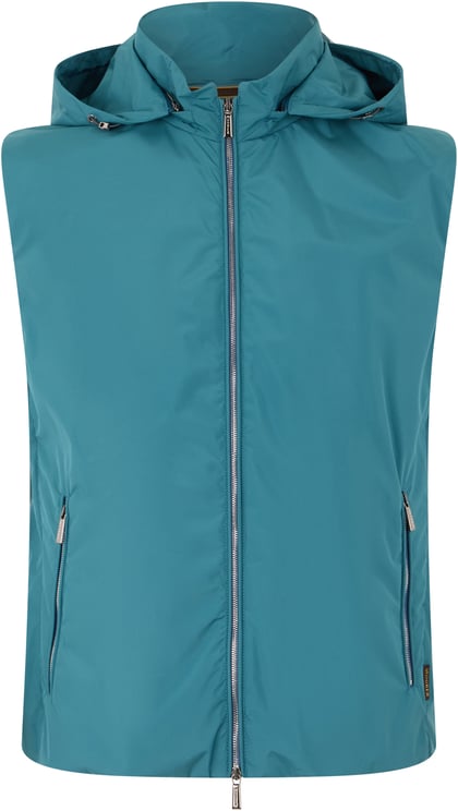 Moorer Light Turquoise Gilet with Hood and Pockets