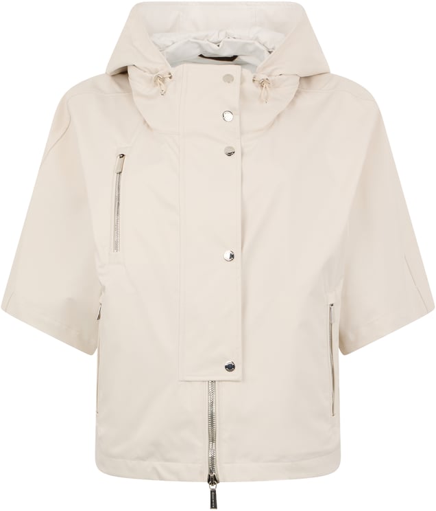 Moorer Light jacket sand color with hood, zipper and buttons.