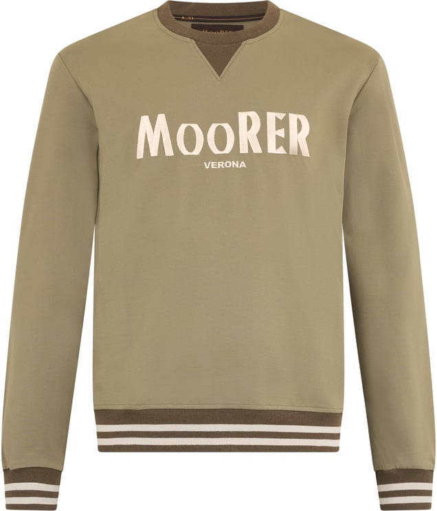 Moorer Khaki casual sweatshirt with round neckline and print.