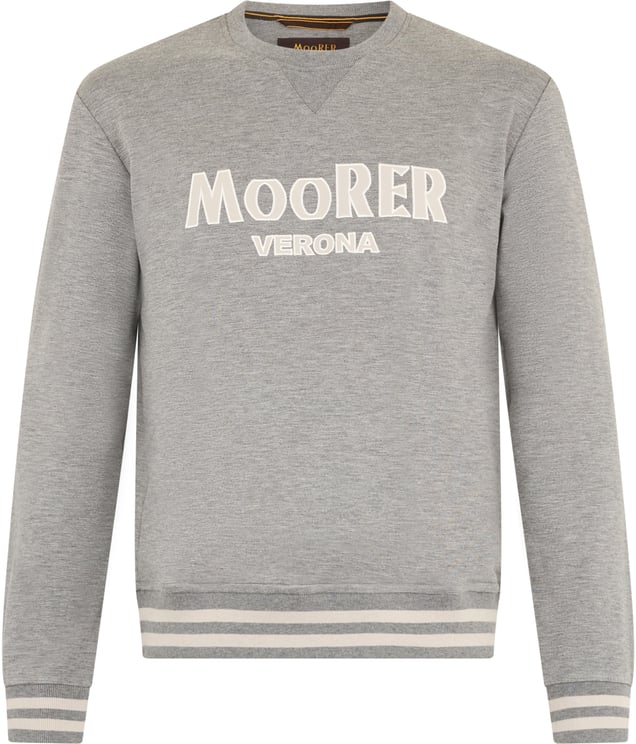 Moorer Modern gray mélange sweatshirt with stylized print.