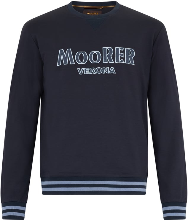 Moorer Dark blue cotton sweatshirt with print.