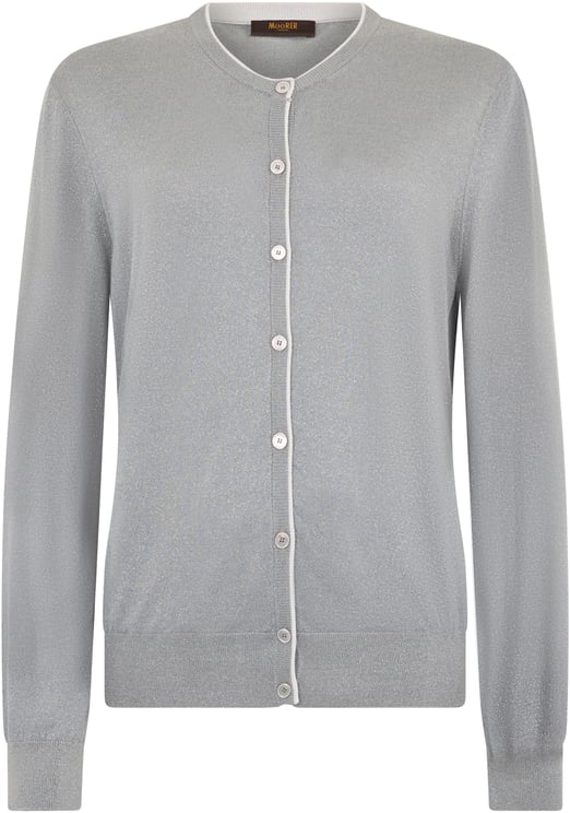 Moorer Gray classic cardigan with long sleeves.