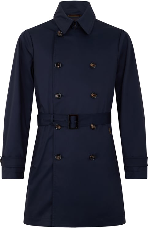 Moorer Short dark blue trench elegant with adjustable belt