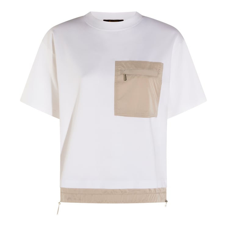 Moorer White And Beige Cotton T-Shirt With Pocket