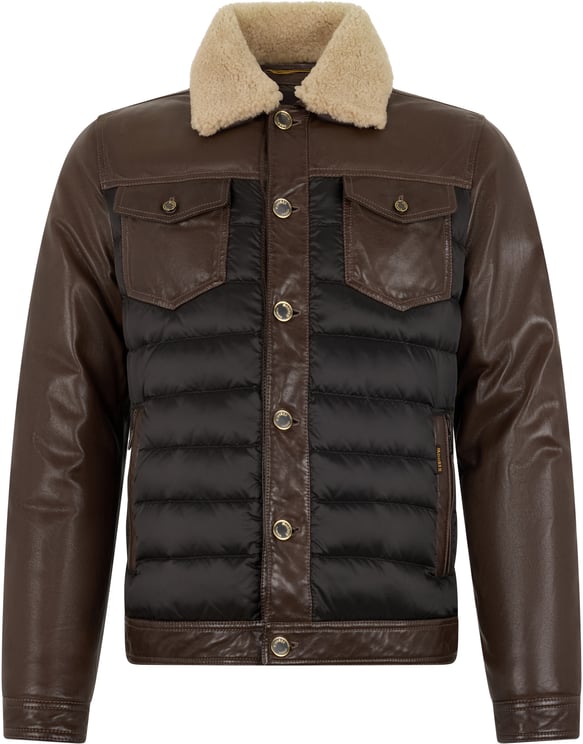 Moorer Quilted jacket with fur collar