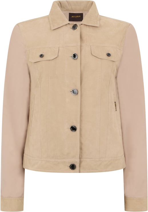 Moorer Light beige jacket with pockets and collar.