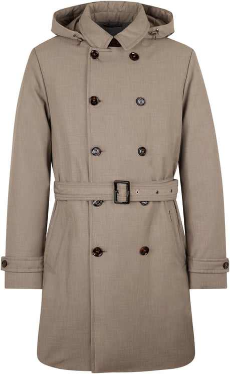 Moorer Beige winter jacket with belt and hood
