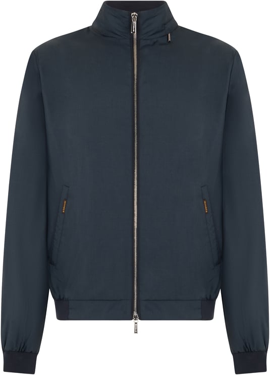 Moorer Blue padded jacket with zip in versatile design
