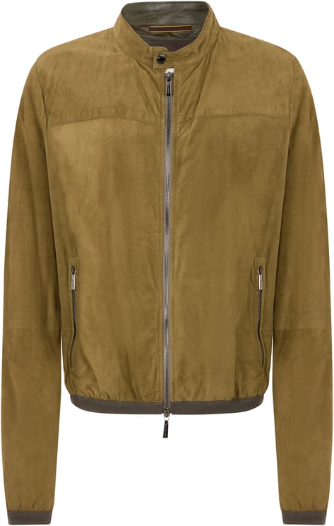 Moorer Leather jacket in camel color with zip