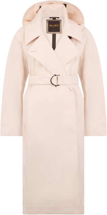 Moorer Pale pink trench long and elegant with adjustable belt.
