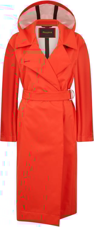 Moorer Elegant long red trench coat with hood