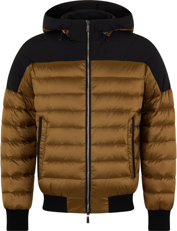Moorer Padded winter jacket with striped hood