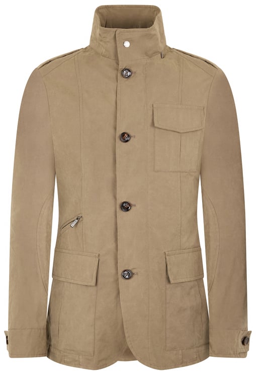 Moorer Beige jacket resistant with pockets and high collar