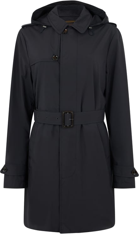 Moorer elegant dark blue trench with hood and buttons