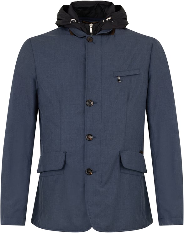 Moorer Dark blue technical jacket with hood