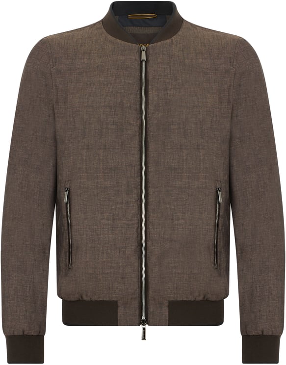 Moorer Brown bomber jacket with zipper