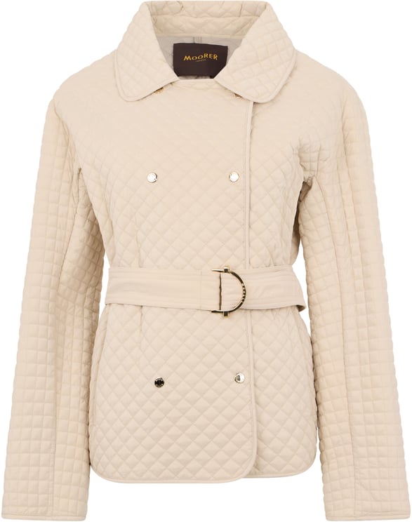 Moorer Elegant beige jacket with belt at waist