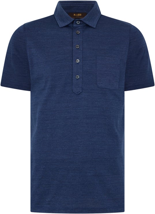 Moorer Navy blue cotton polo stylish and versatile