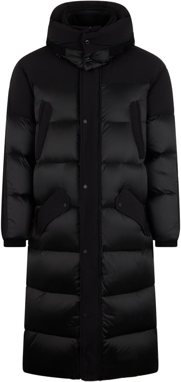Moorer Long winter coat black with hood